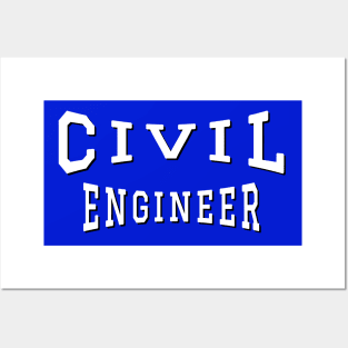 Civil Engineer in White Color Text Posters and Art